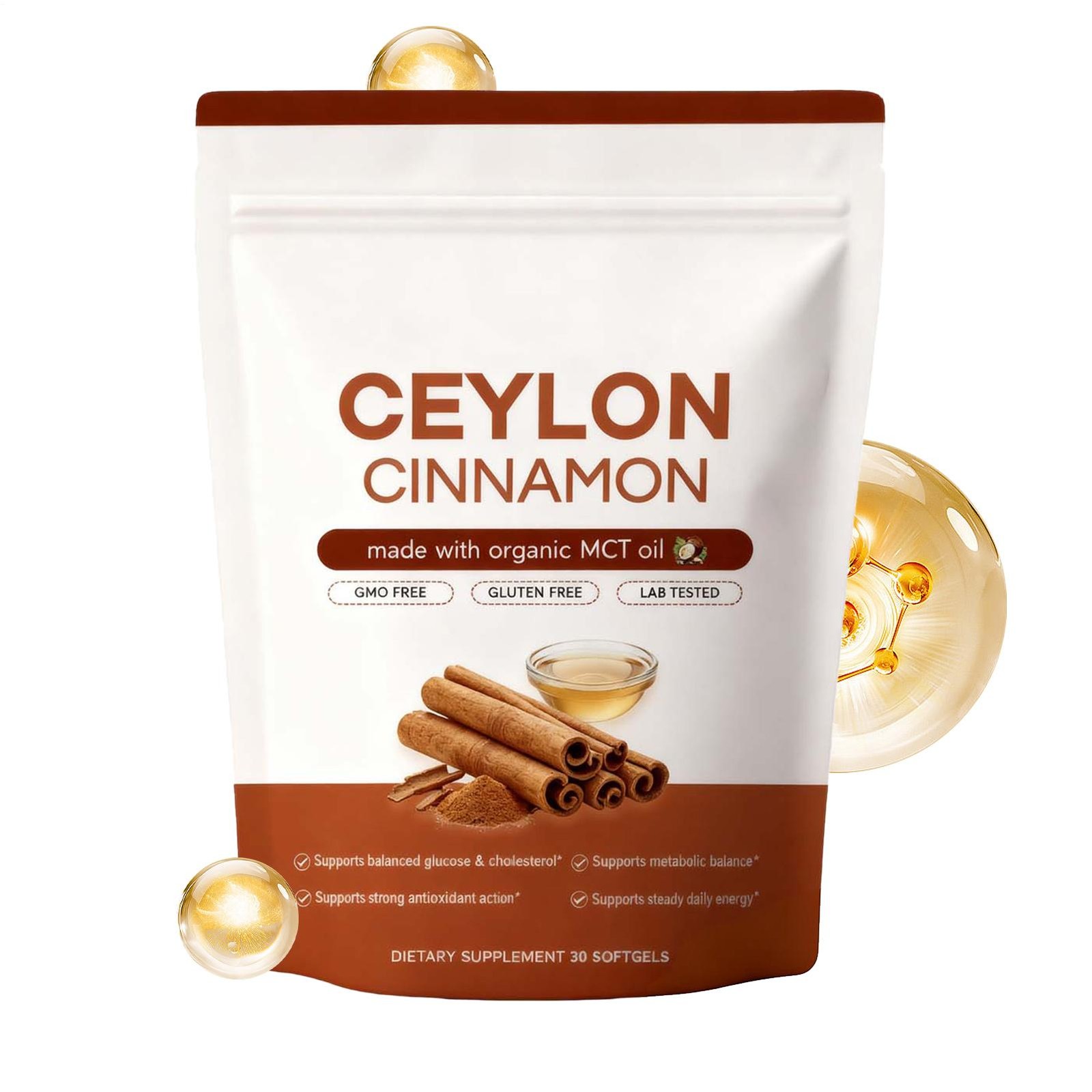 Ceylon Cinnamon softgel capsules 7200Mg Equivalent With Mct Oils 30pcs/pack