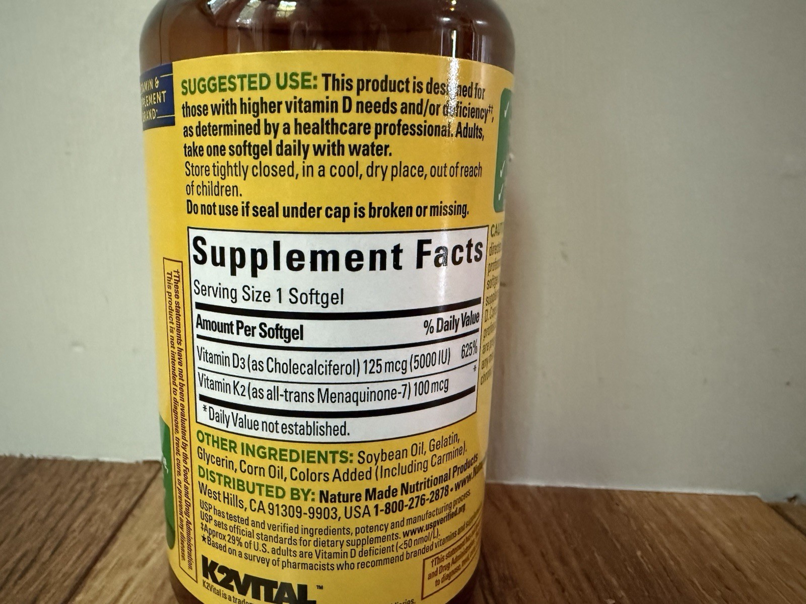 NEW NatureMade D3 + K2 Supplement 30 Softgels EXP 01/2027