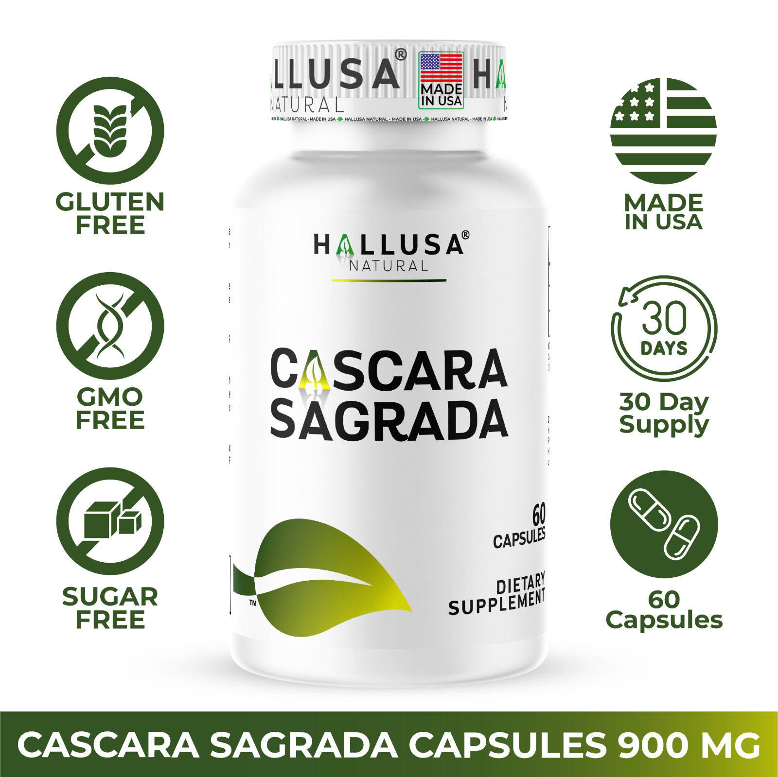 CASCARA SAGRADA – Natural Laxative – Digestive & Metabolism Support – 60 Caps