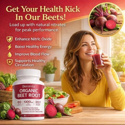 Beravia pure Beet Root Capsules, Purely Natural, Non-GMO 60-Counts