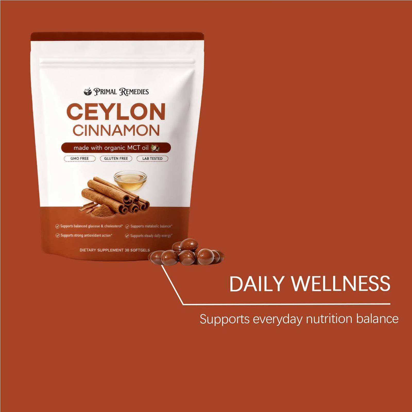 Ceylon Cinnamon Softgels, Ceylon Cinnamon Soft Gels 7200Mg Equivalent w/ Mct O++