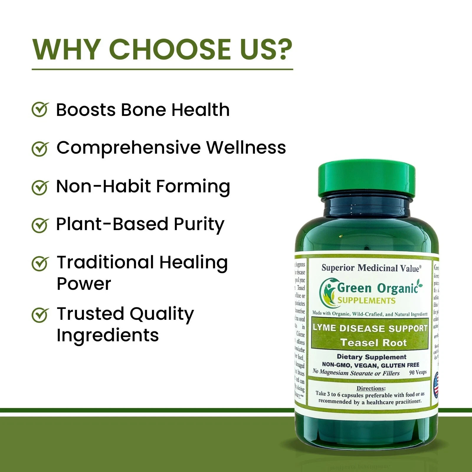 LYME Disease Support Teasel Roots, Knees, Ligaments,90 Vegan cap