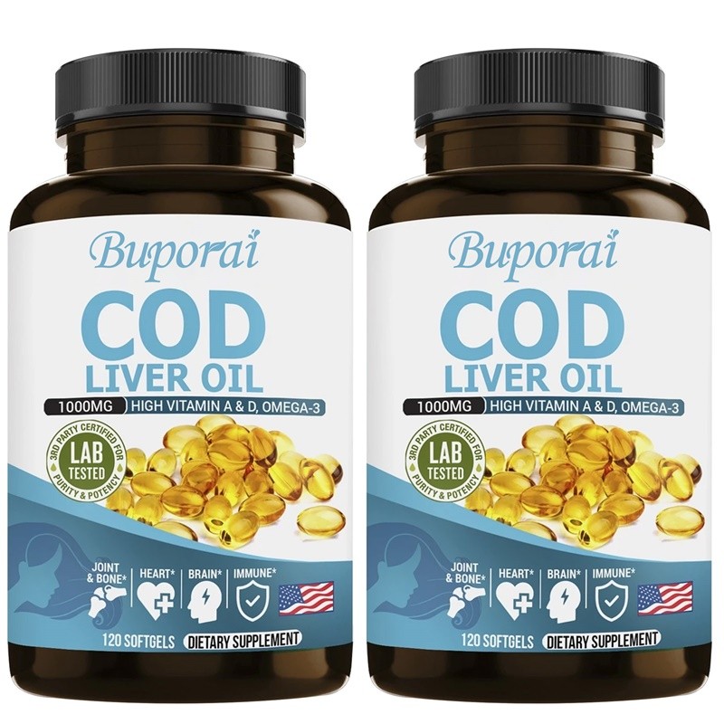 Cod Liver Oil 240pcs,Stress Relief,Strengthen Brain, Bones, Improve Intelligence
