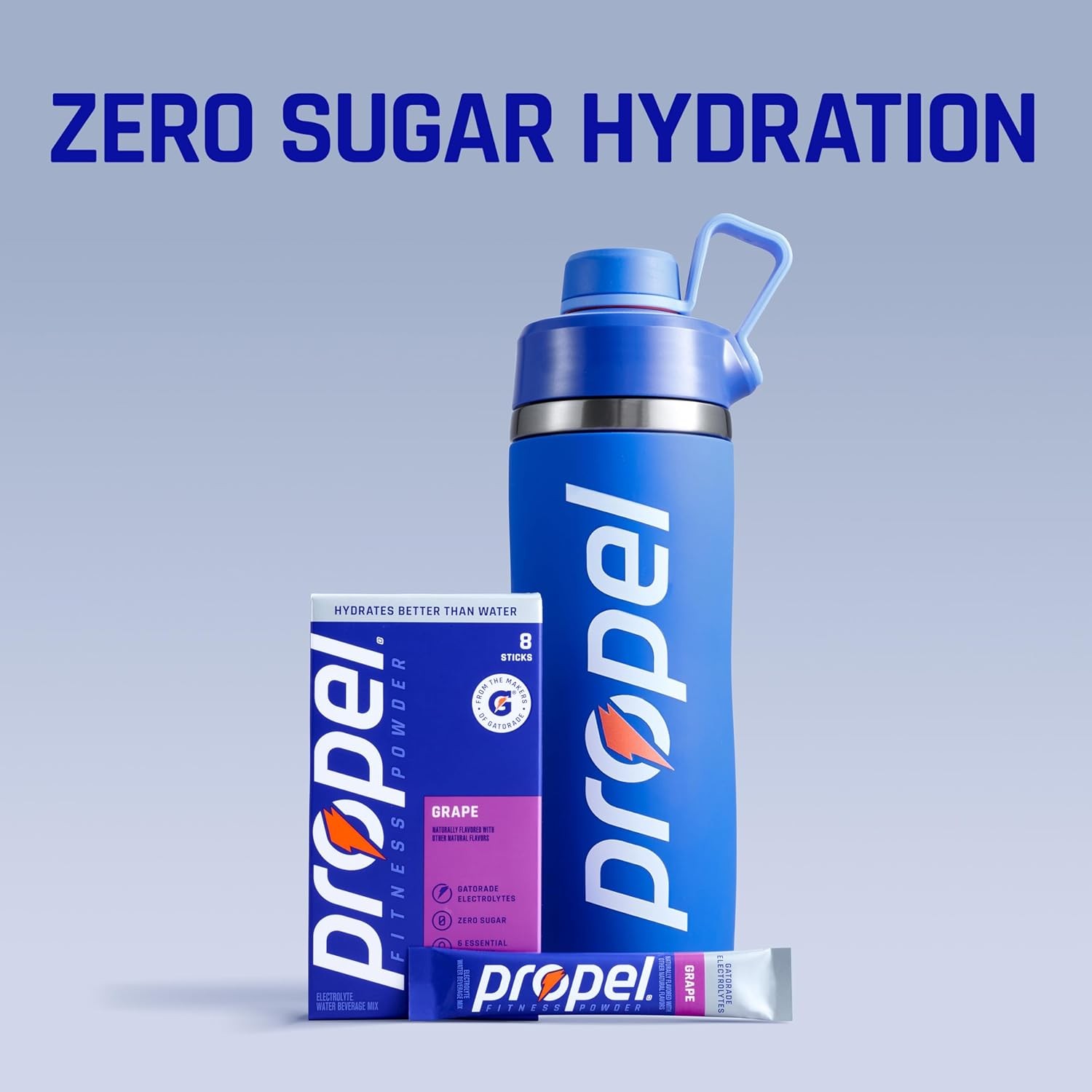 Propel Electrolyte Powder Drink Mix Grape 96 Servings Zero Sugar Electrolytes