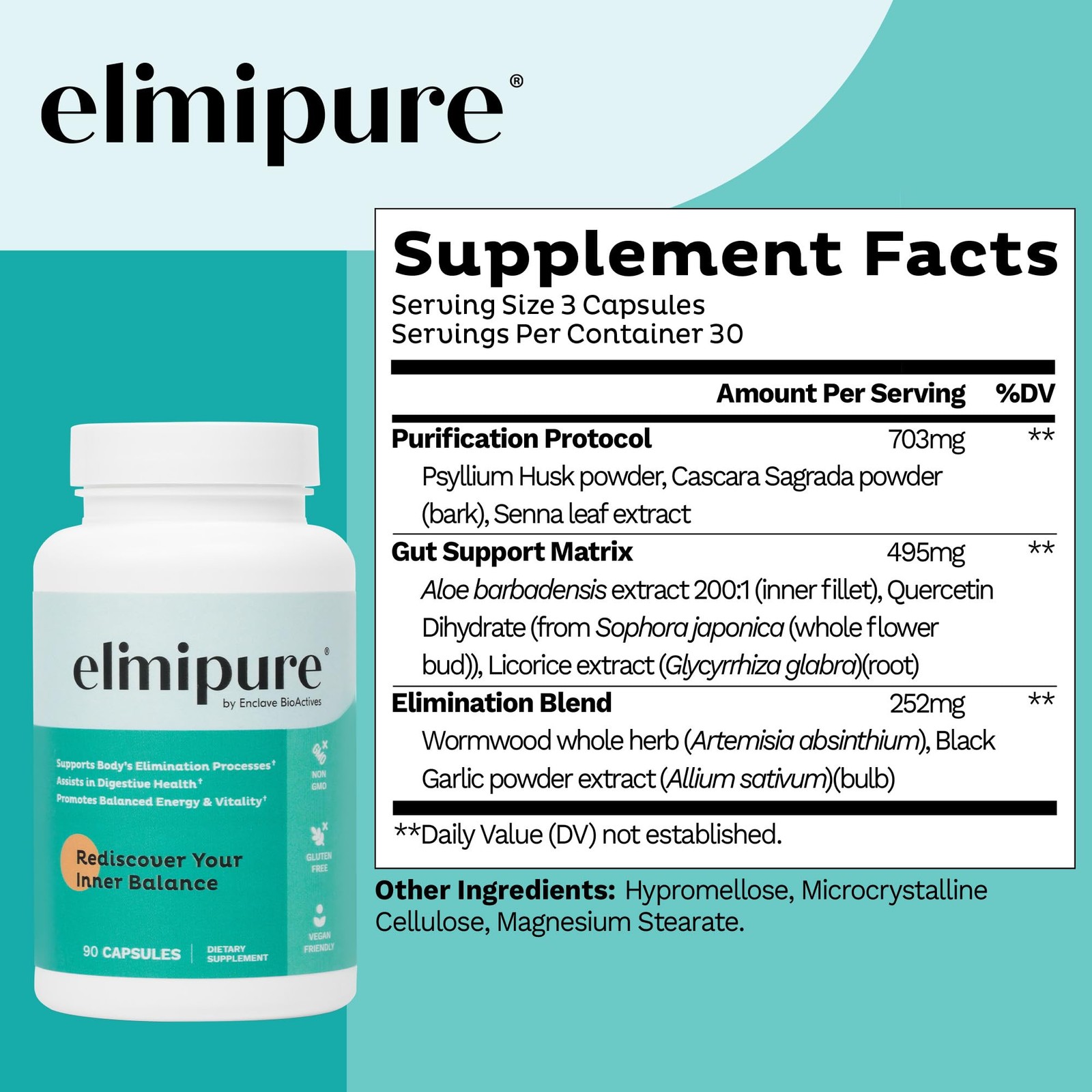 elimipure Gut Cleanse Restore Supplement organic Effective Detox Cleanse Capsule