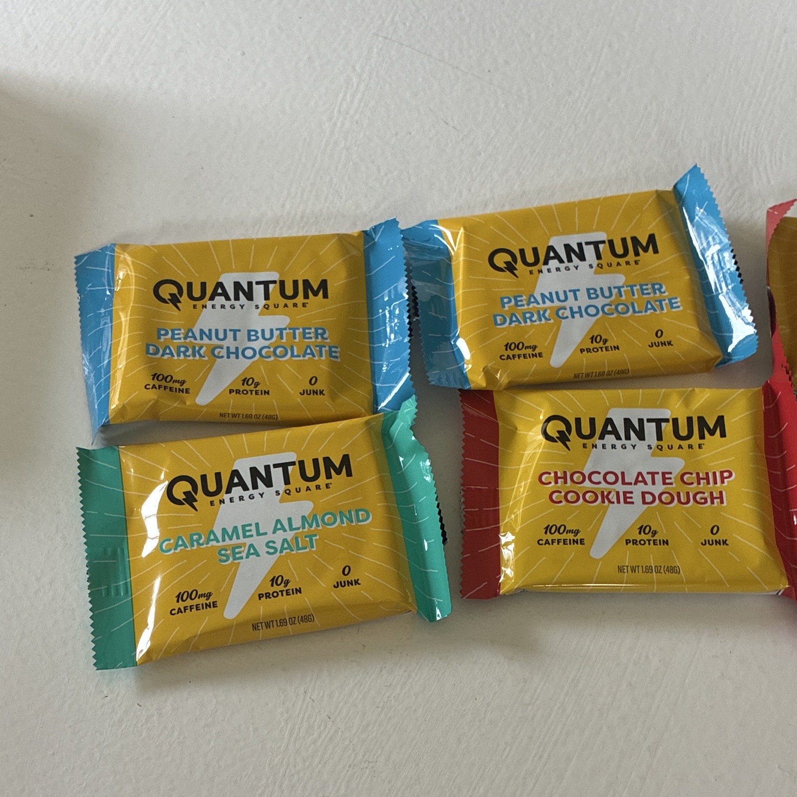 Quantum Energy Squares Variety Pack 8, 100mg Caffeine, 10g Protein Bars