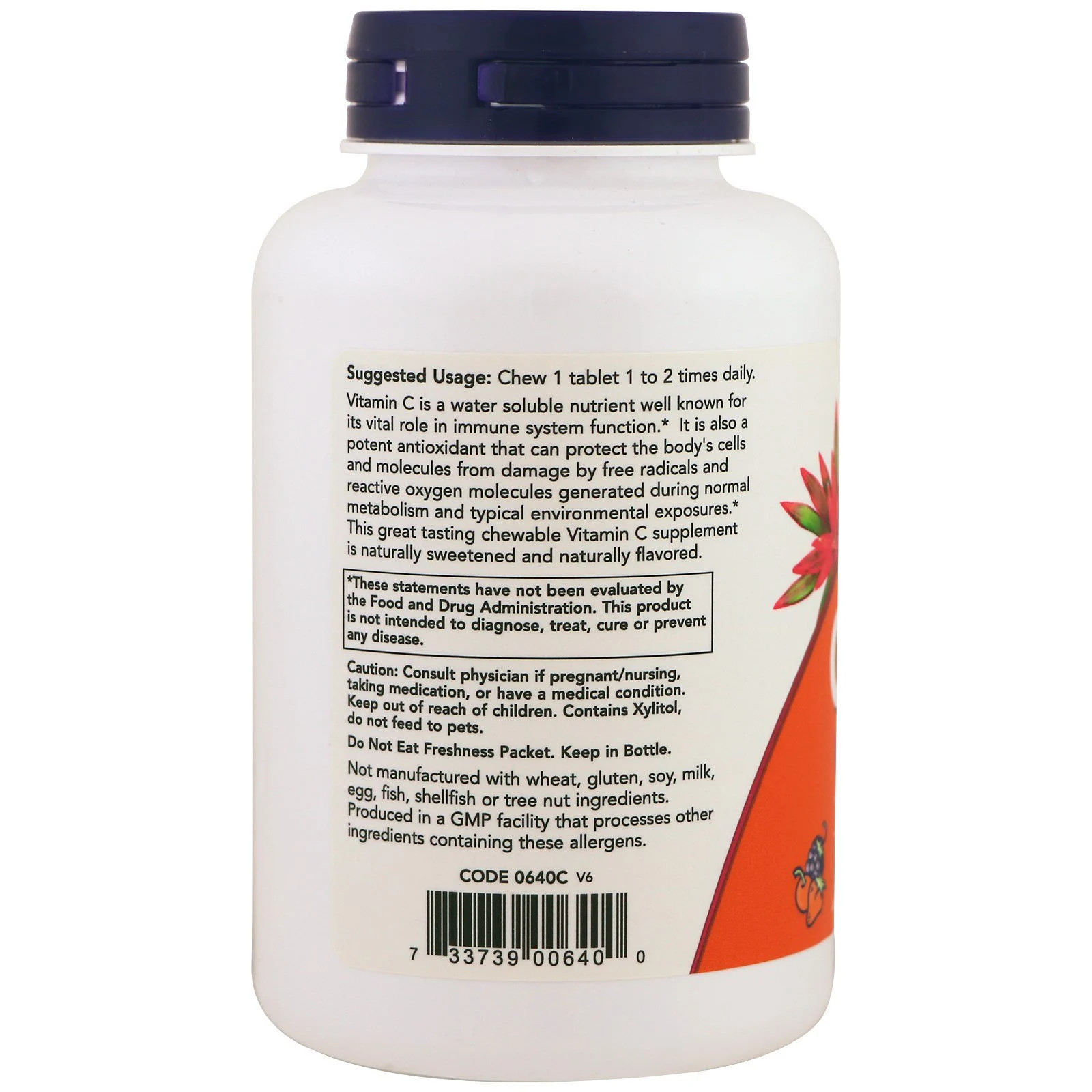 Now Foods Chewable C-500 Cherry-Berry Flavor 100 Tablets GMP Quality Assured,