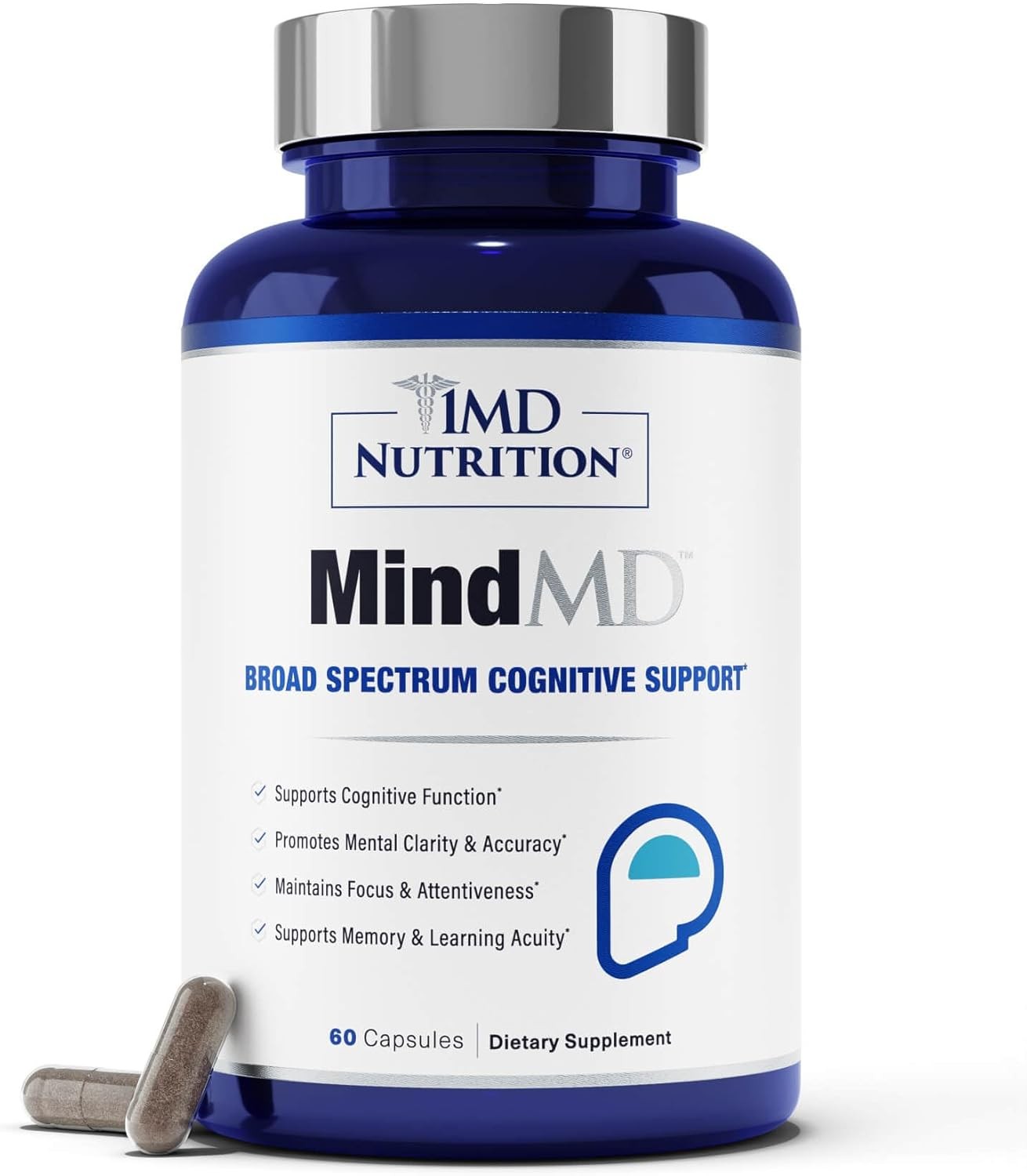1MD Nutrition MindMD – Brain Supplement for Memory and Focus 60 Caps Pack of 2