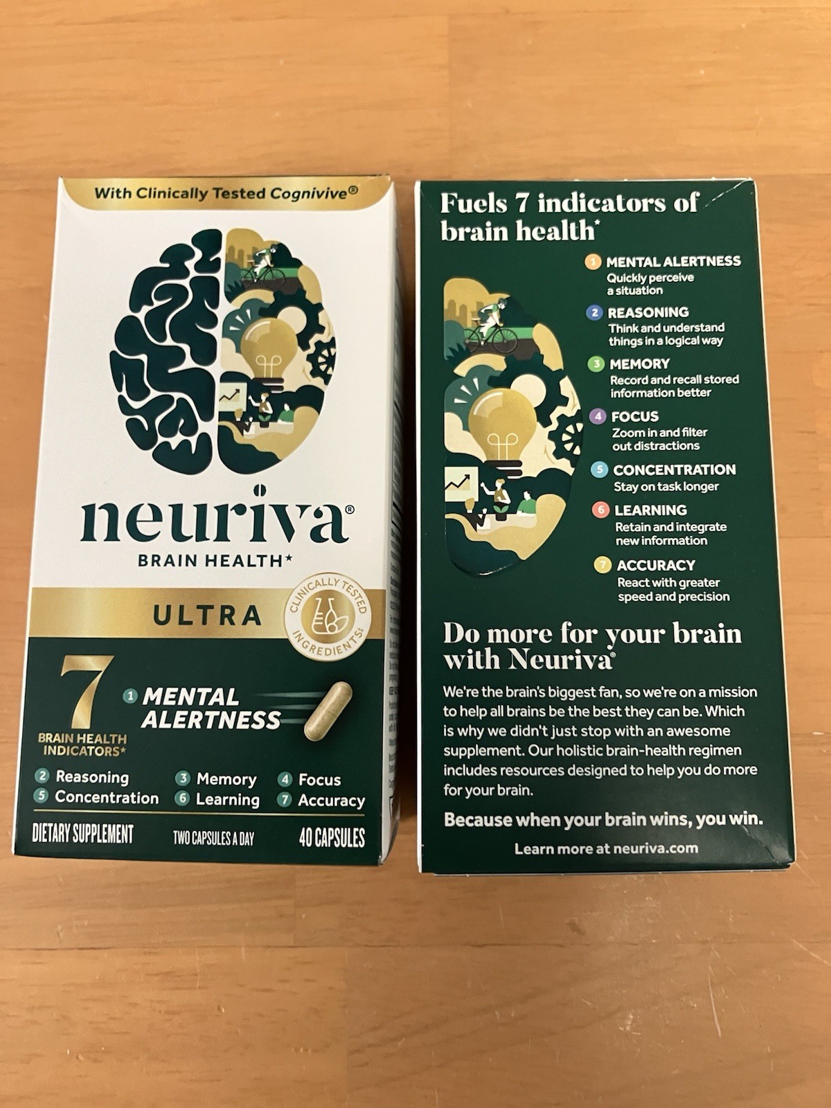 2-Pk. Neuriva Ultra-Brain Health Alertness Memory Focus Supplement 80 Count
