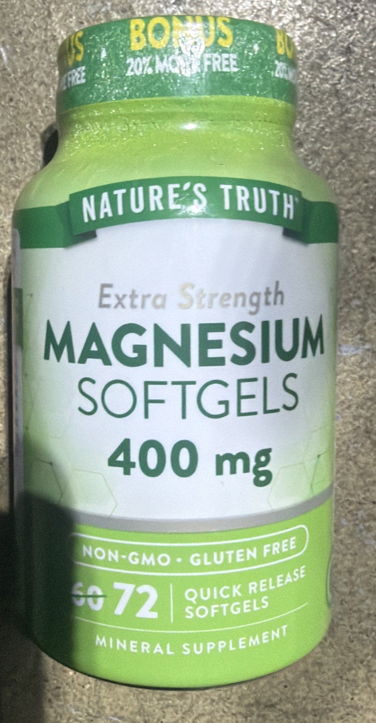 Magnesium 400mg Natures Truth 72 Softgels Extra Strength EXP 07/2027