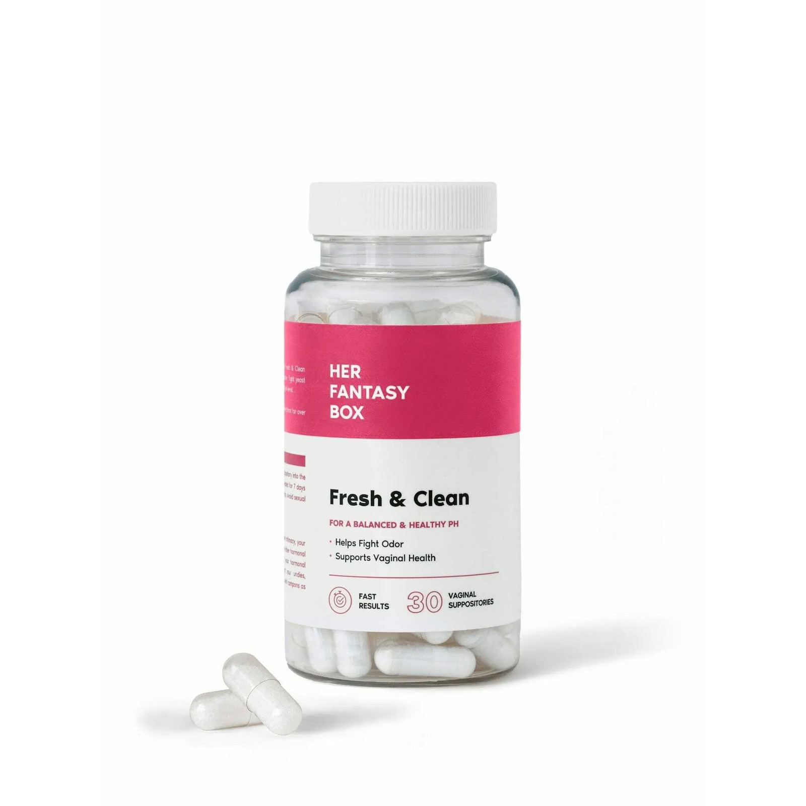 Her Fantasy Box Boric Acid Suppositories pH Balancing Feminine Care 30 Count
