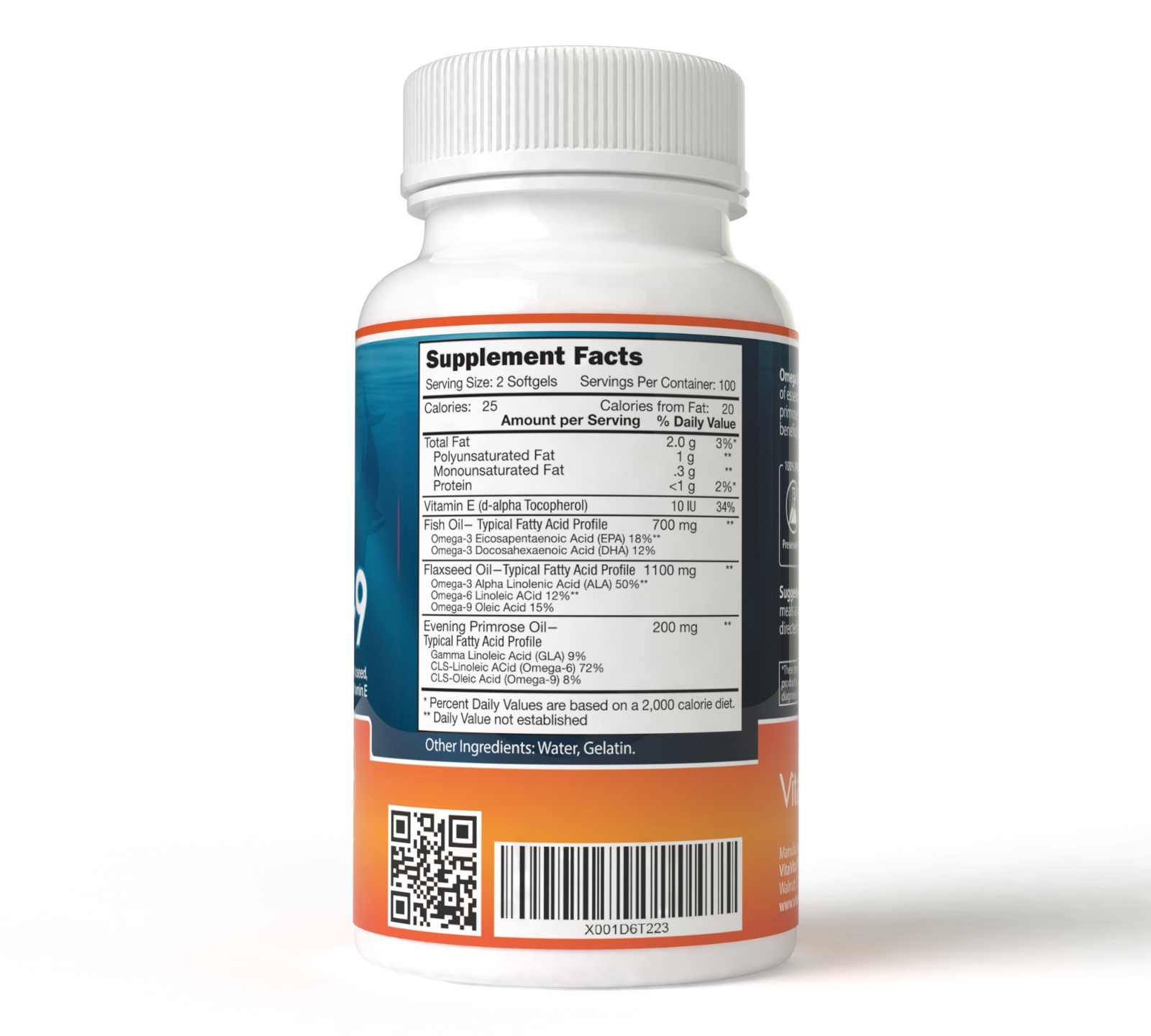 2 Bottles Extra Strength Omega 3-6-9 Fish Oil (200 Softgels), 400 Softgels Total