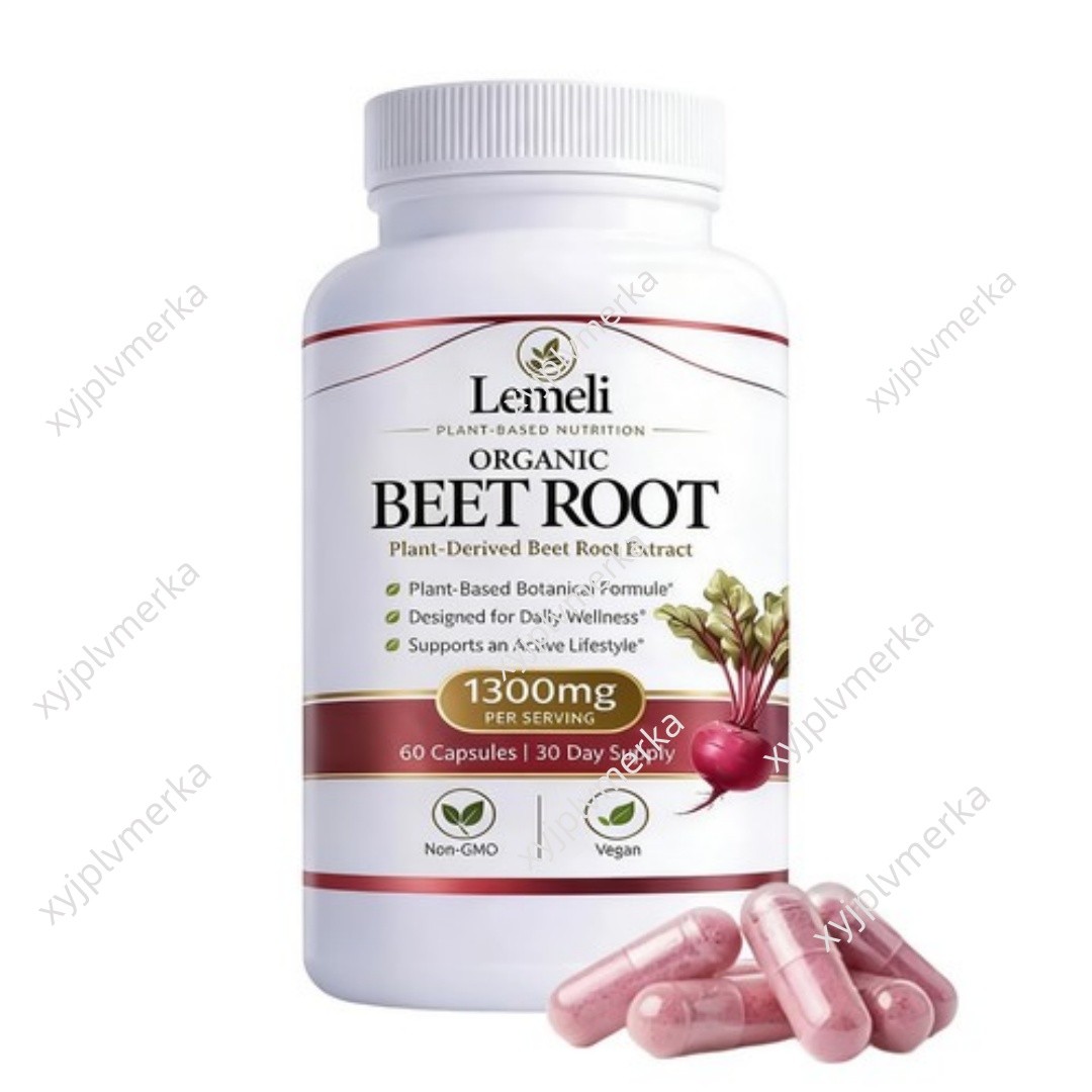 Lemeli Organic Beet Root 1300mg Capsules Heart Support Antioxidant Vegan 60Ct