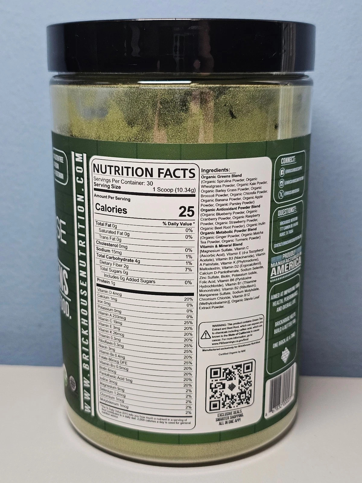 Brickhouse Nutrition Field of Greens Original 10.9oz Exp 10/2027 – New/Sealed!