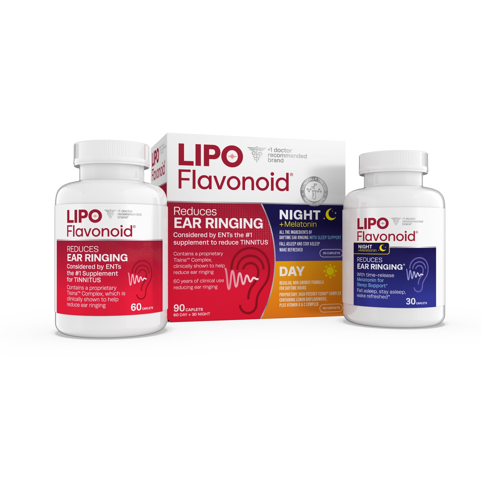 Lipo Flavonoid Day Night Combo Kit for Tinnitus Relief 90 Caplets