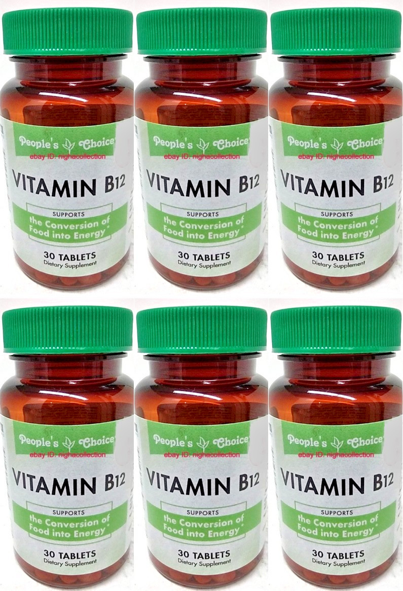 ( Lot 6 Bottles ) P.Choice Vitamin B12 ( 30-Tablets/Bottle=TOTAL 180-Tablet )