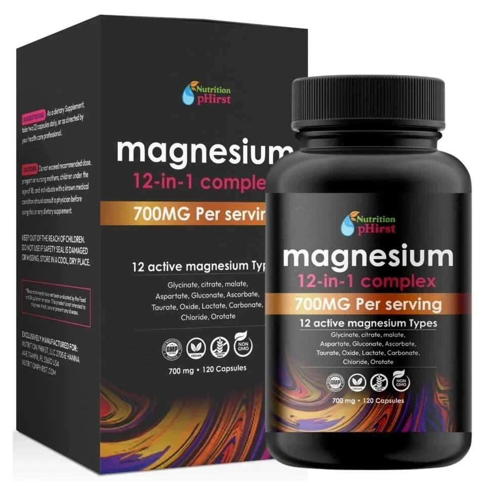 Magnesium 12 in 1 Complex 700mg – Glycinate Citrate Malate Taurate Daily Support