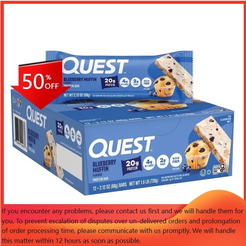 Quest Nutrition Blueberry Muffin Whey Protein Bars – 20g Protein – 12ct
