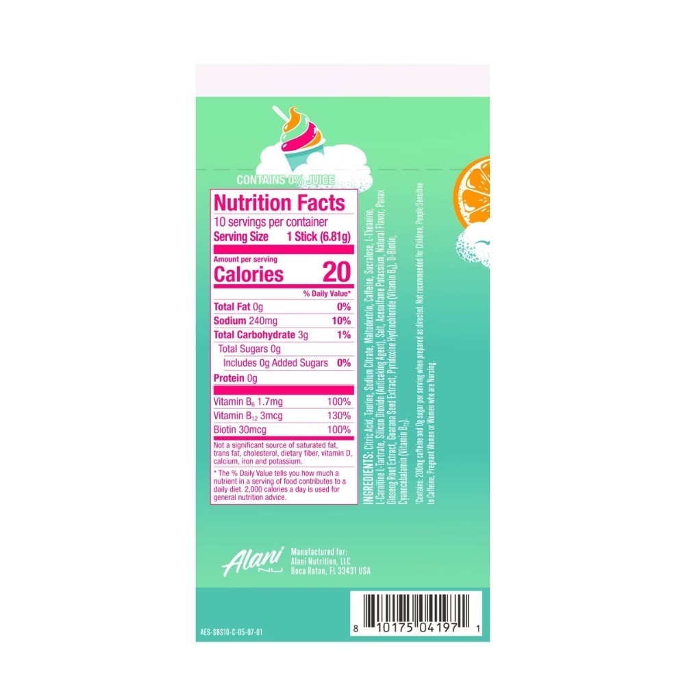 Alani Nu Sherbet Swirl Energy Drink – 2.4oz/10pk