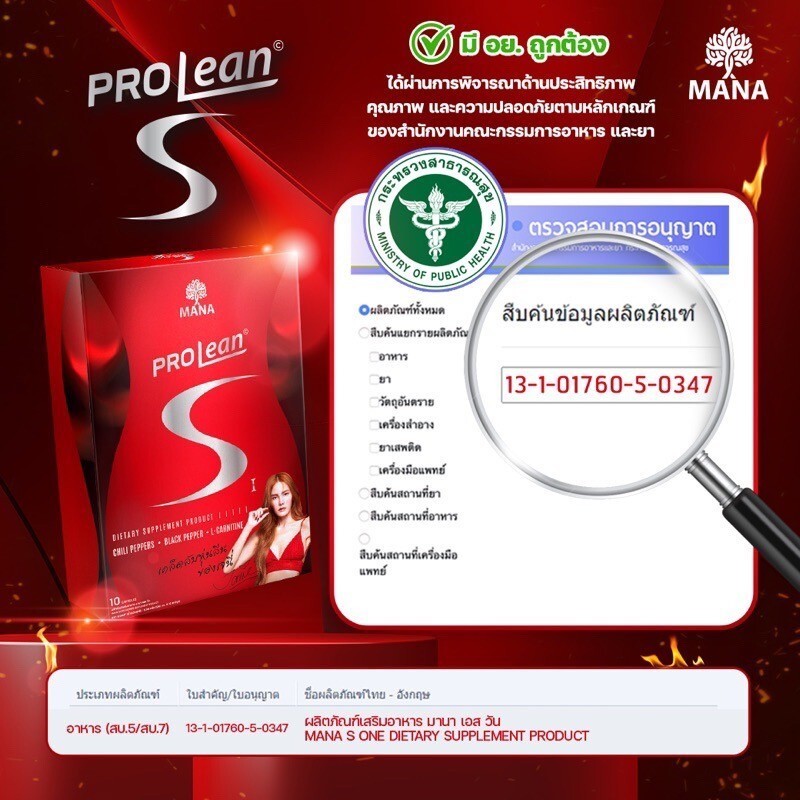 6x MANA Prolean S Dietary Supplement Natural Extract Weight Management Fast Slim