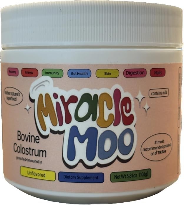 Moo Miracle Mother Natures Bovine Colostrum grassfed+ immunolin Supplement 60 SV