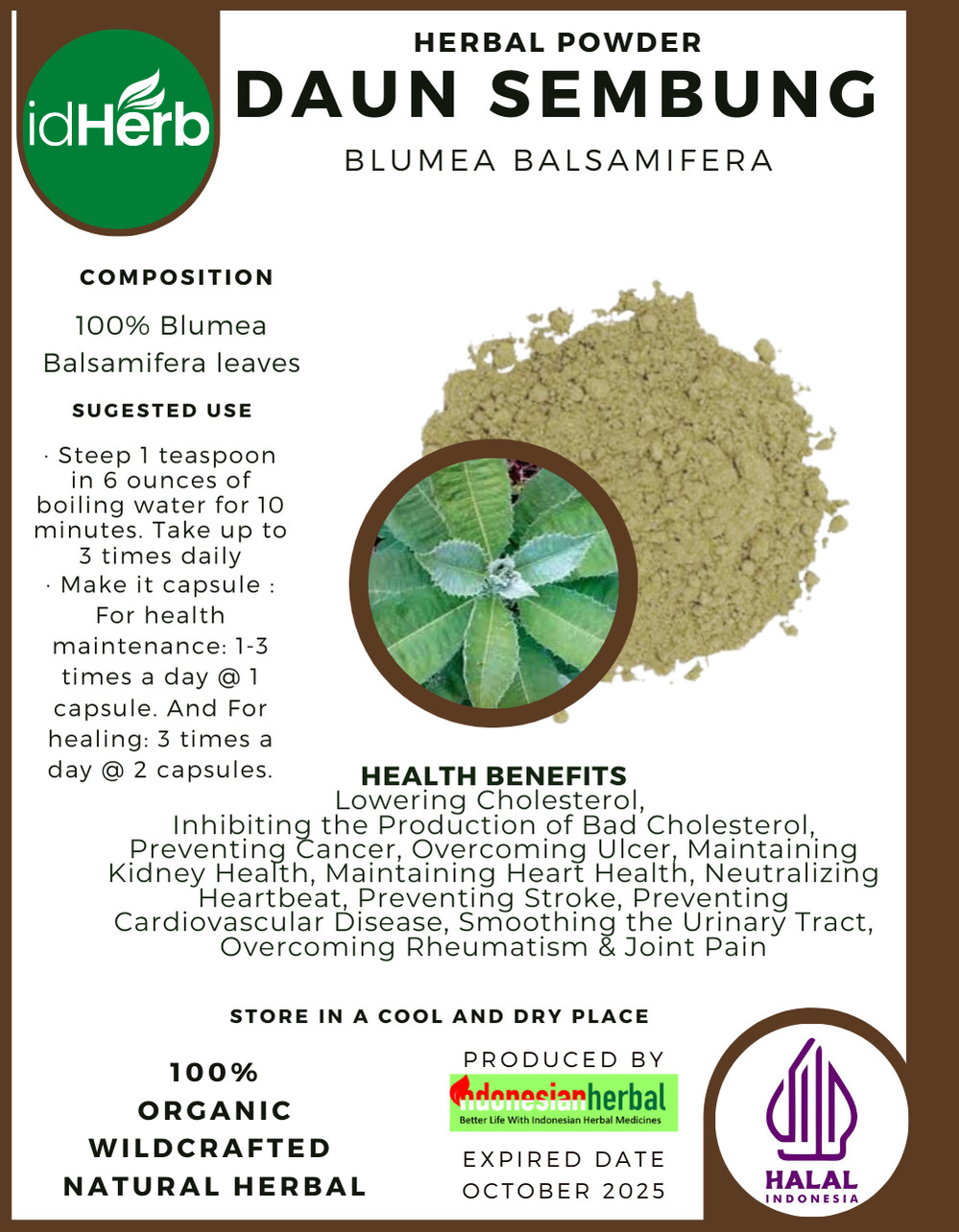 [idHerb] 50-500 gram Powder Sambong Ngai Camphor Blumea Balsamifera WildCrafted