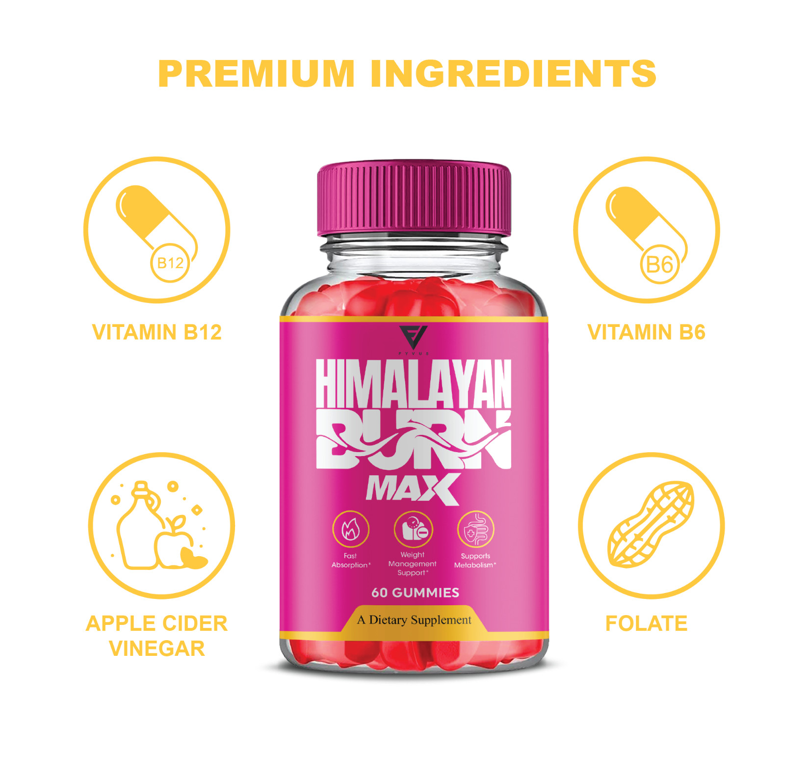 (3 Pack) Himalayan Burn Max Gummies, HimalayanBurn Advanced Gummy (180 Gummies)