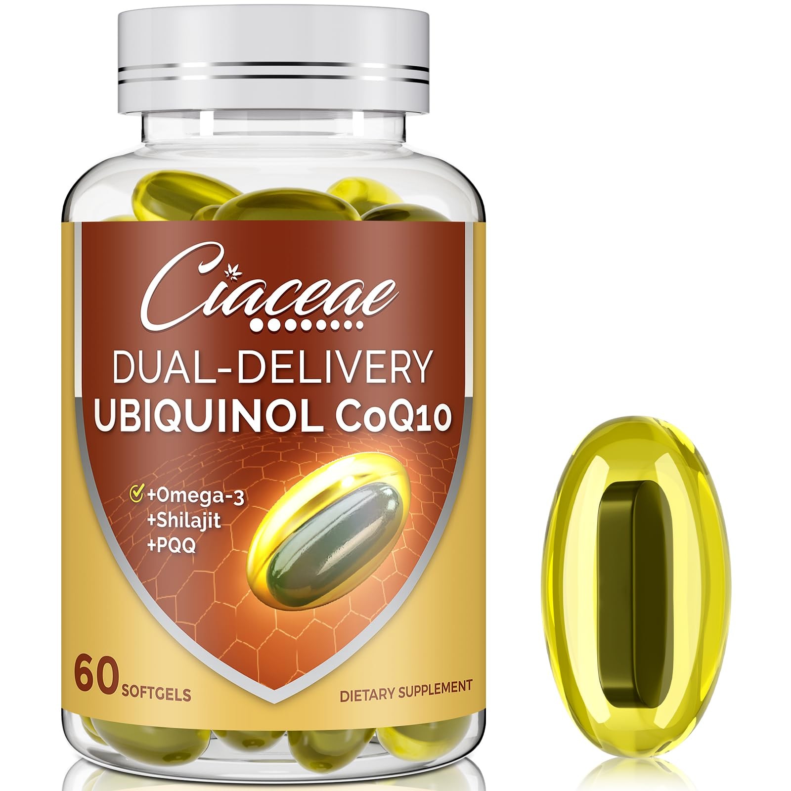 Ubiquinol CoQ10 600 MG Softgels with Omega-3 & Shilajit 60 Count (Pack of 1)