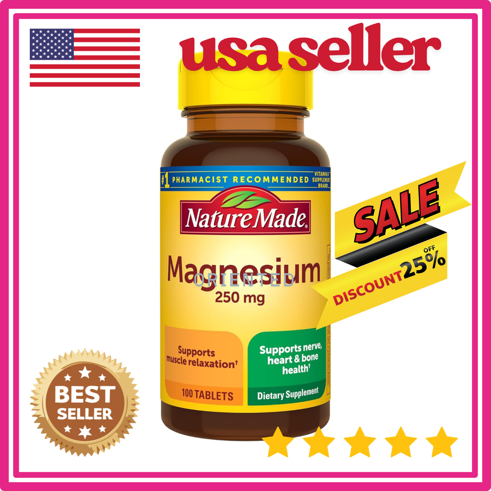 Nature Made Magnesium Oxide 250 mg Magnesium Supplements for Men and Women