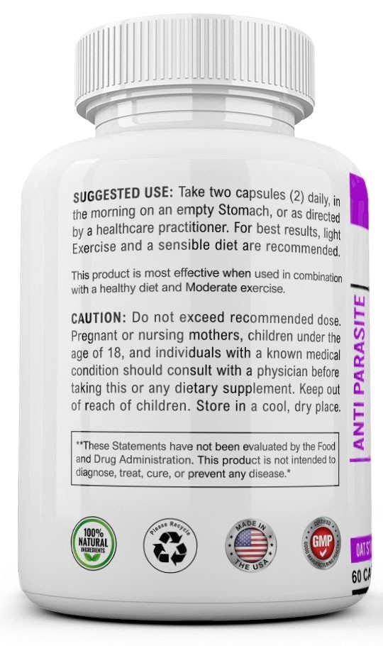 Colon Detox Cleanse Parasite Candida 60 Capsules Natural Herbal Supplement USA