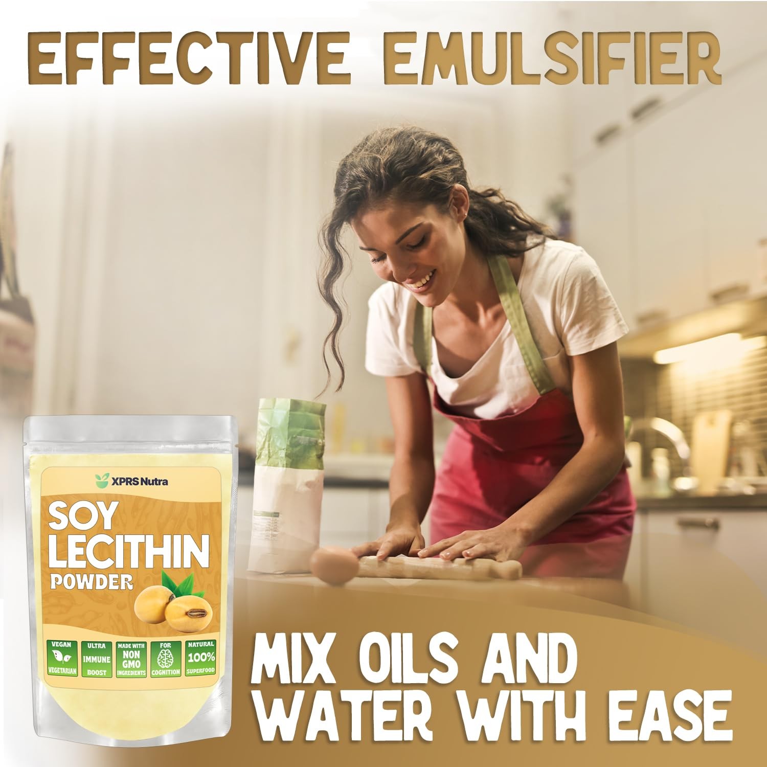 Soy Lecithin Powder Food Grade Fat Emulsifier Suitable for Cooking, Baking a…