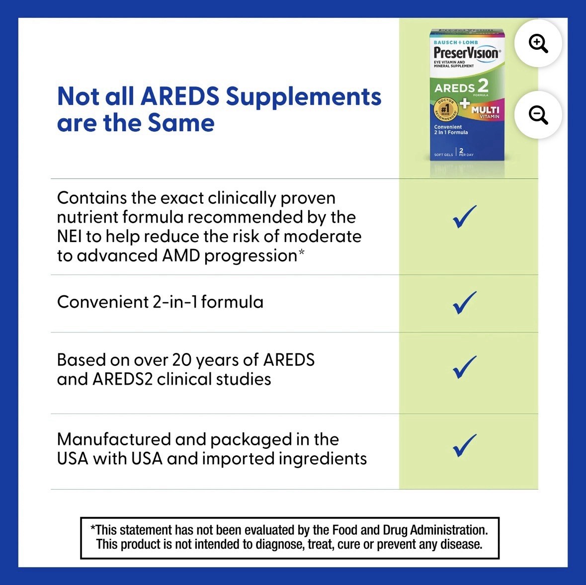 PreserVision AREDS 2 2-in-1 Eye Health Multivitamin 100 Softgels 2/Day