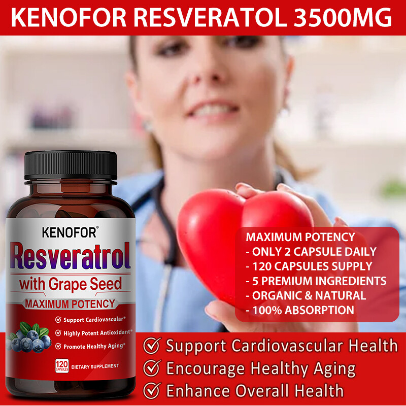 Resveratrol Capsules Anti-Aging Antioxidant, Brain Support, Radiant Skin 120Caps