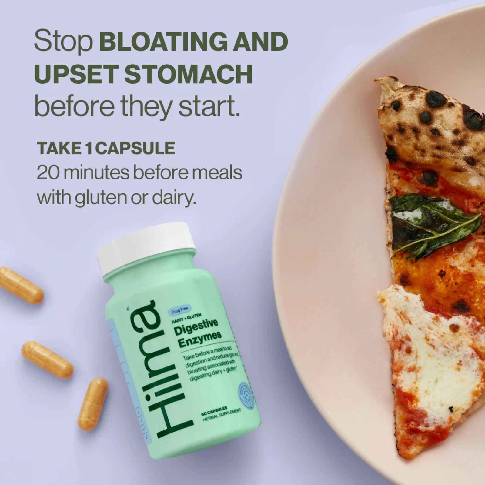 Hilma Digestive for Women Bloating Relief 30 Caps Brand New Free Shipping