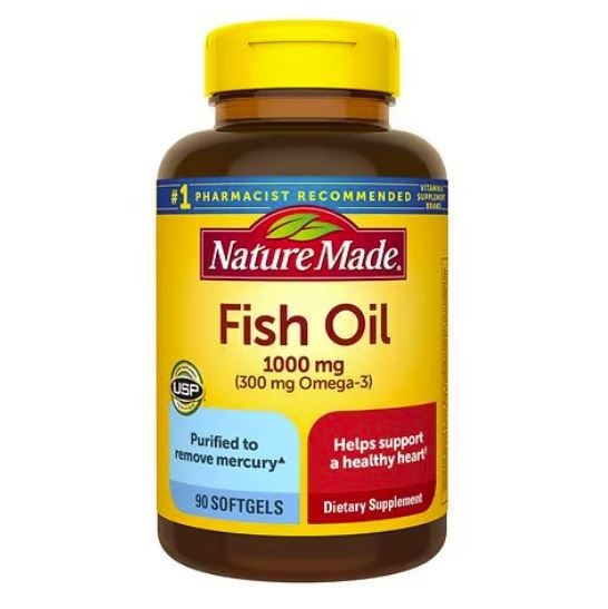 Nature Made Fish Oil 1000mg, Omega 3 for Heart Health 90 Softgels, 45 Day Supply