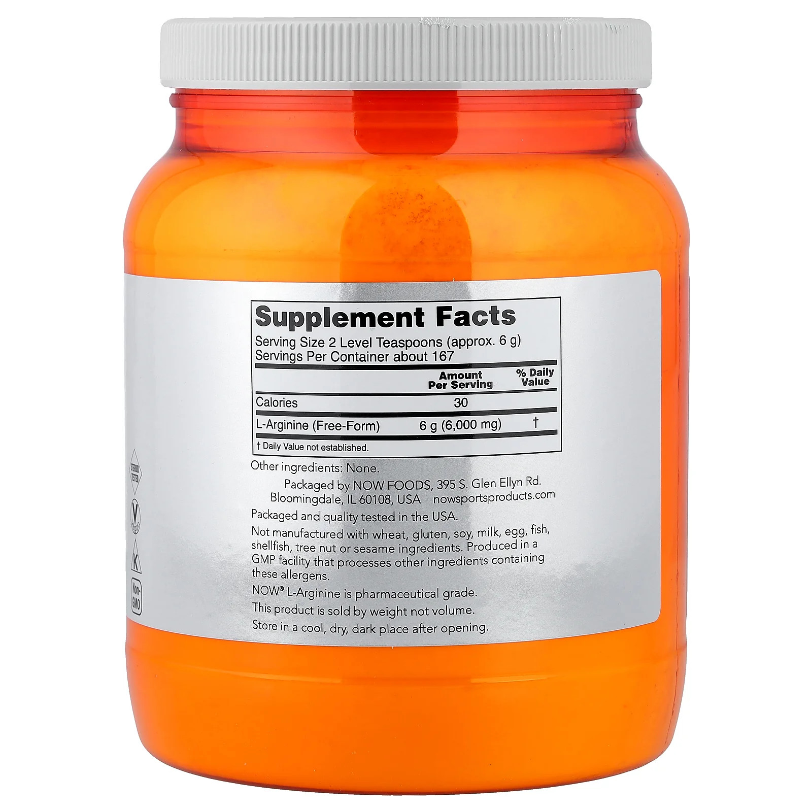 2 X NOW Foods, Sports, L-Arginine Powder, 2.2 lbs (1 kg)