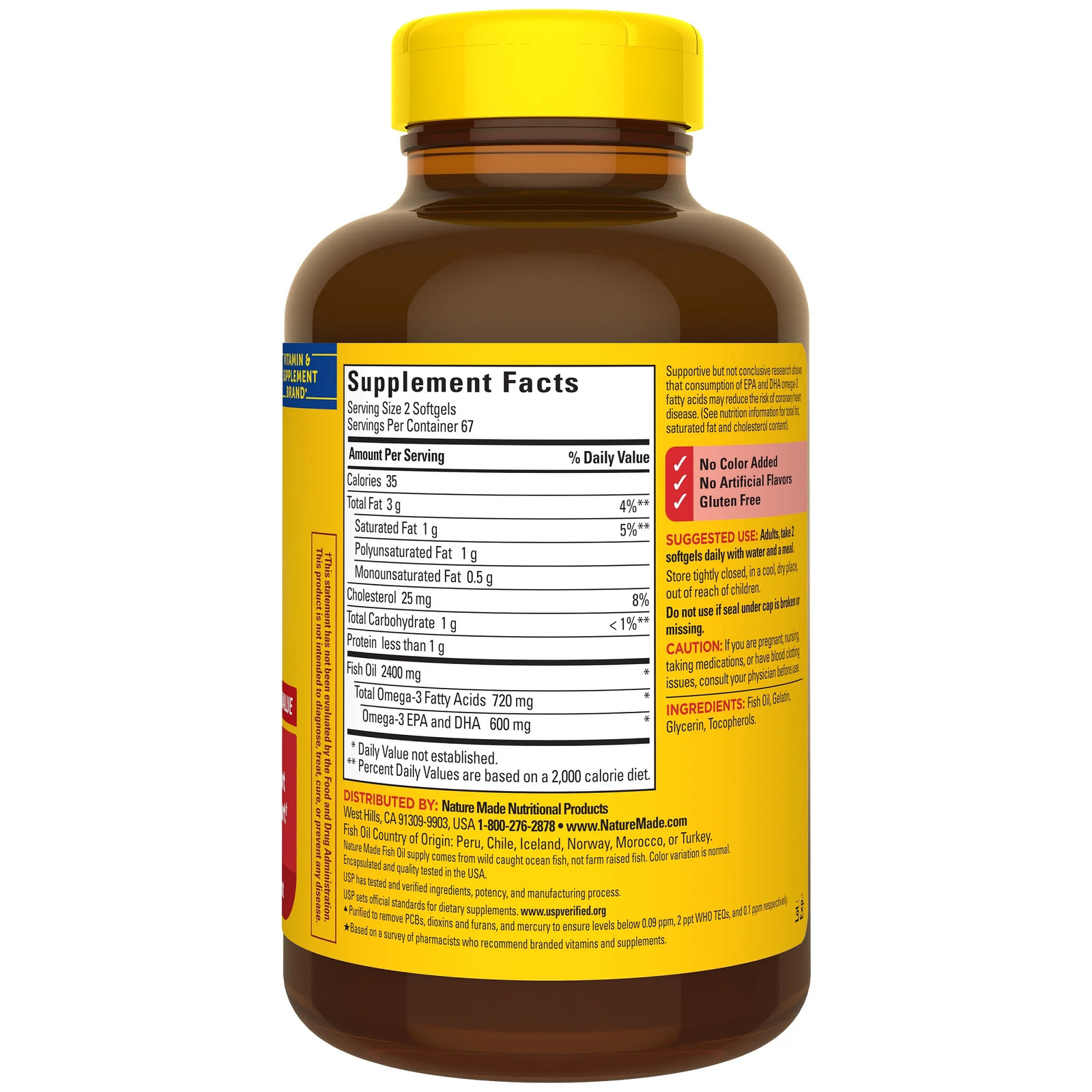 Fish Oil 2400Mg per Serving Omega 3 Softgels 134 Count