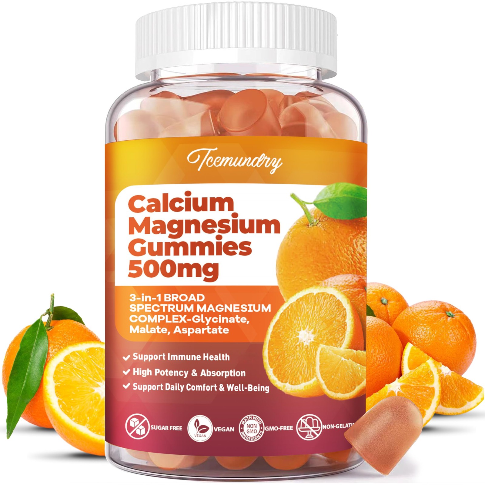 Tcemundry Calcium Magnesium Supplement Gummies For Adults Calcium Citrate 600