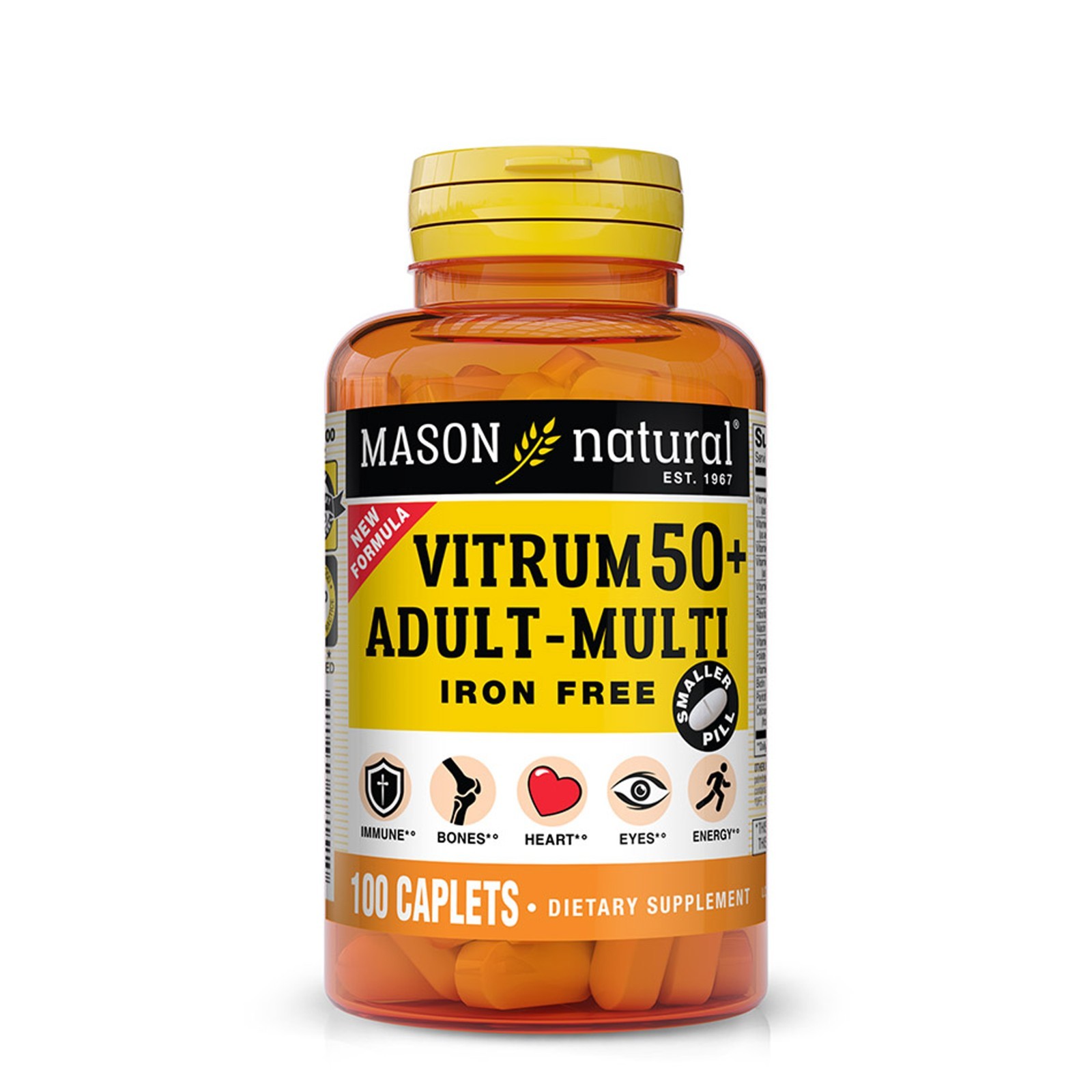 Mason Natural Vitrum 50+ Adult-Multivitamin, Supports Overall Health, 100Caplets