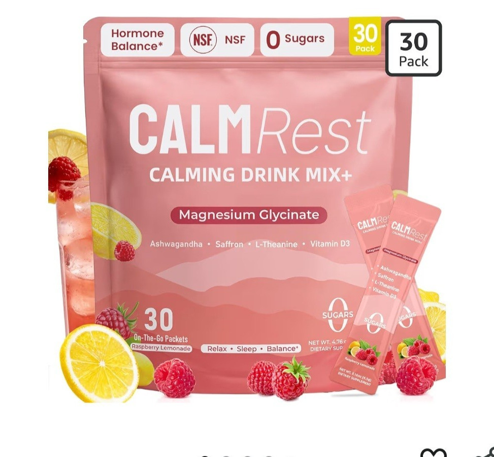 CALMRest Magnesium Glycinate Powder, Ashwagandha, 30 Packets, 0 Sugar