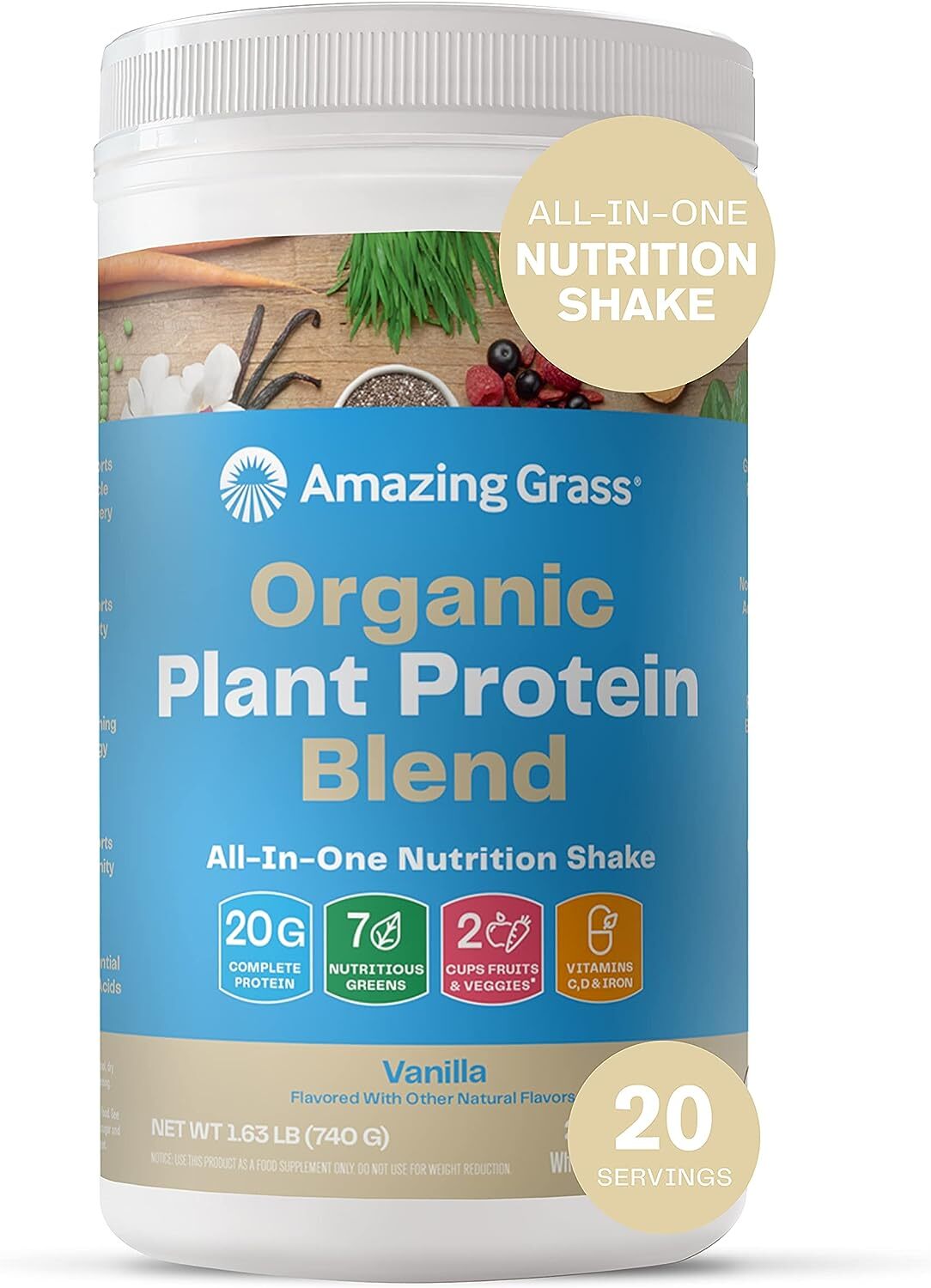 Amazing Grass – Organic Vegan Plant-Based Protein Powder – CHOOSE FLAVOR