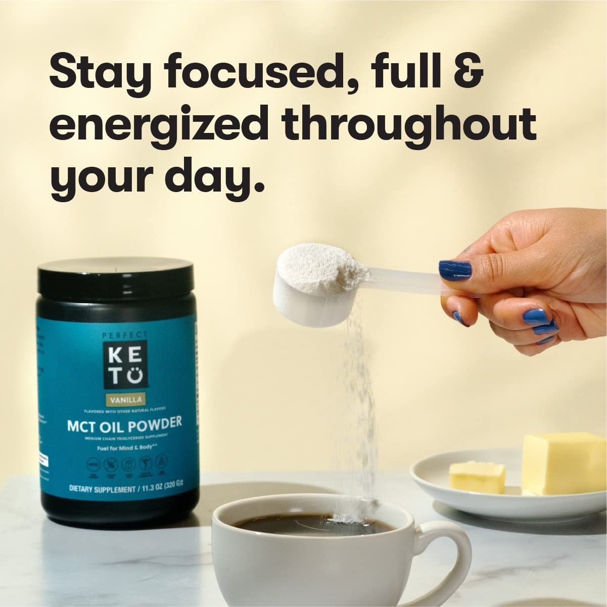 Keto-Friendly Vanilla MCT Oil Powder, 7g of Pure Coconut Goodness – 30 Servings