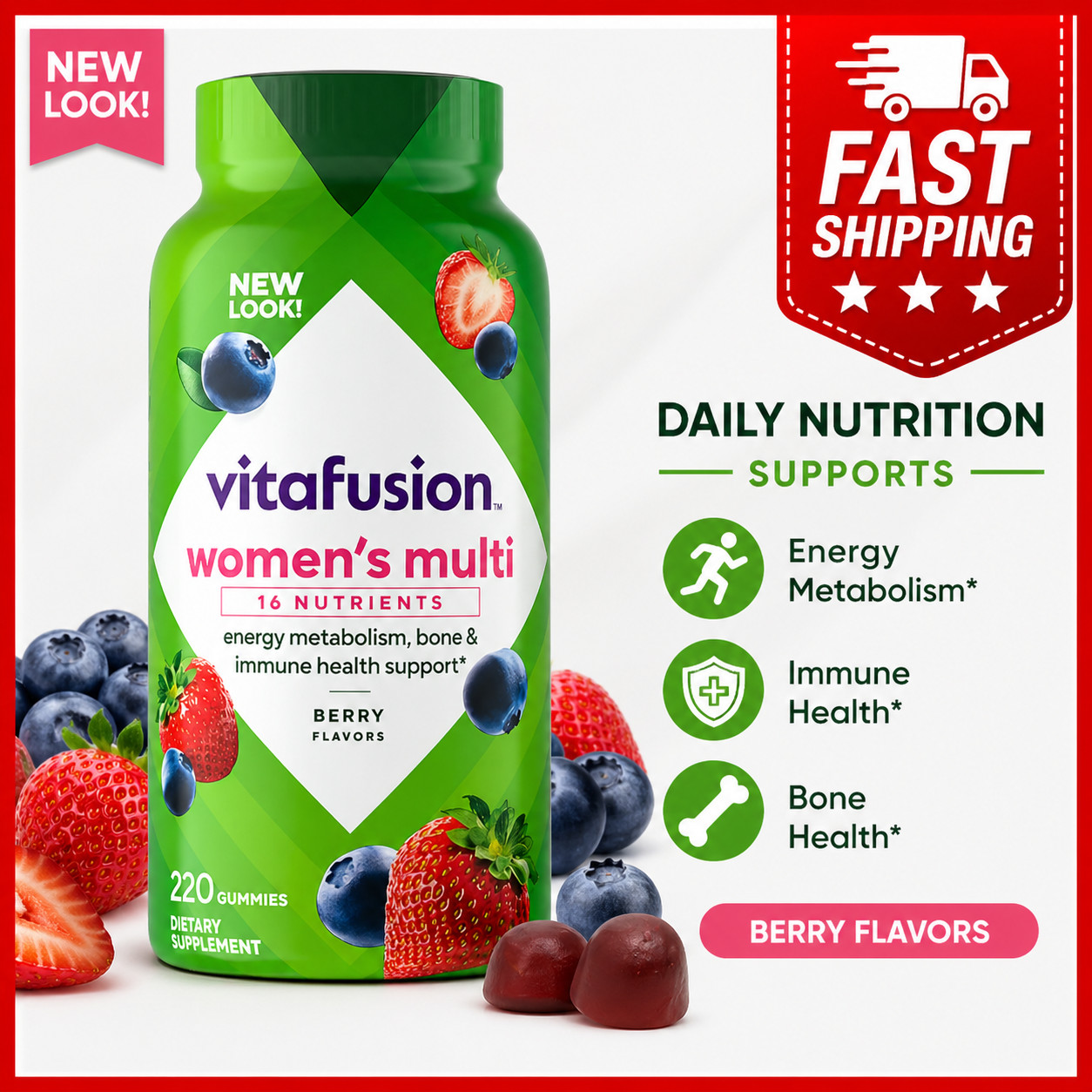Vitafusion Women’s Multivitamin Gummies (220 ct.), 16 Essential Nutrients