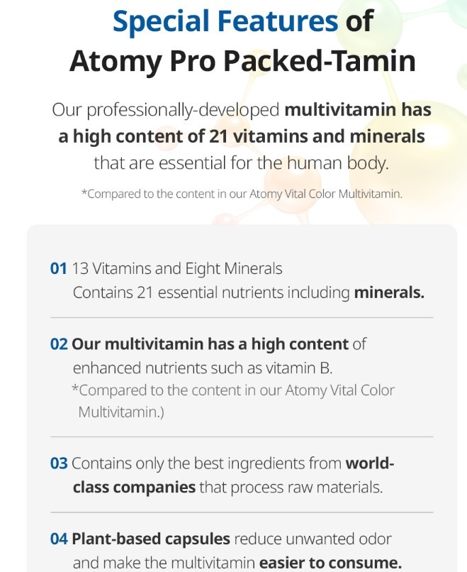 ATOMY Pro Packed-Tamin 120 Capsules 60g MADE KOREA 13 Vitamins & Eight Minerals