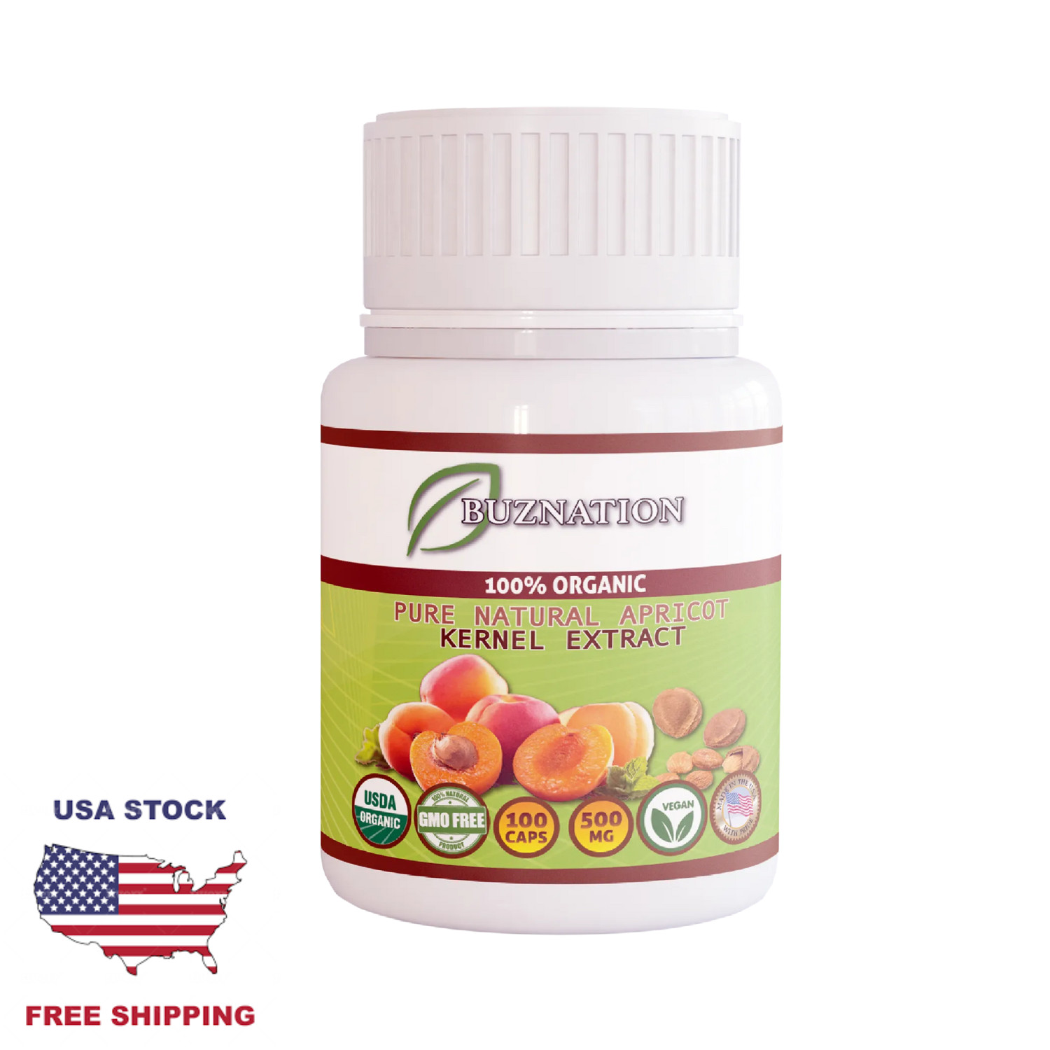 Organic Apricot Extract Boosts Metabolism & Healthy Skin 500mg 100 Caps USA Ship