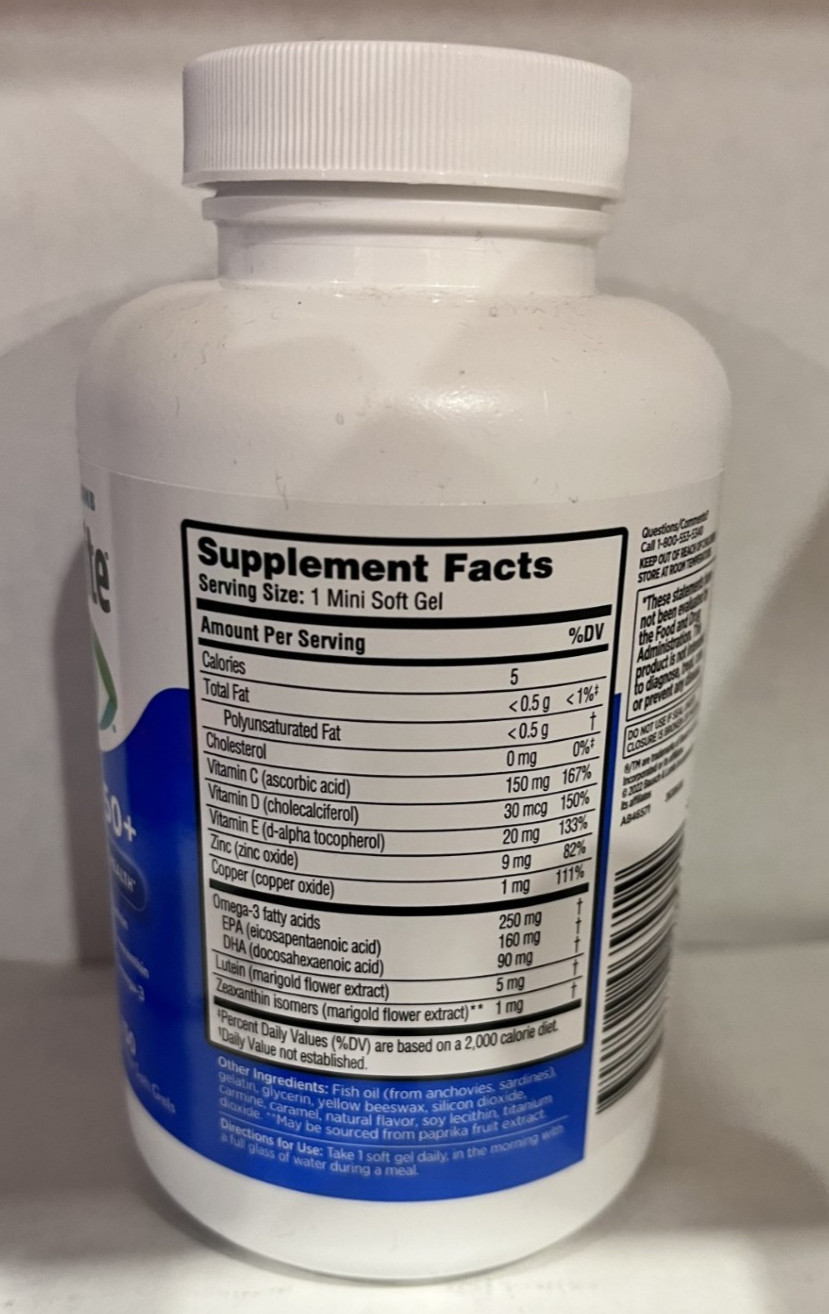 Bausch + Lomb Ocuvite Adult 50+ Eye Vitamin & Mineral Supplement 150 Softgels