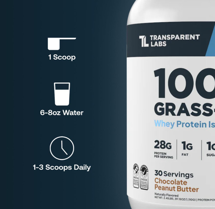 Transparent Labs Grass-Fed Whey Isolate, Milk Chocolate, 30 Servings