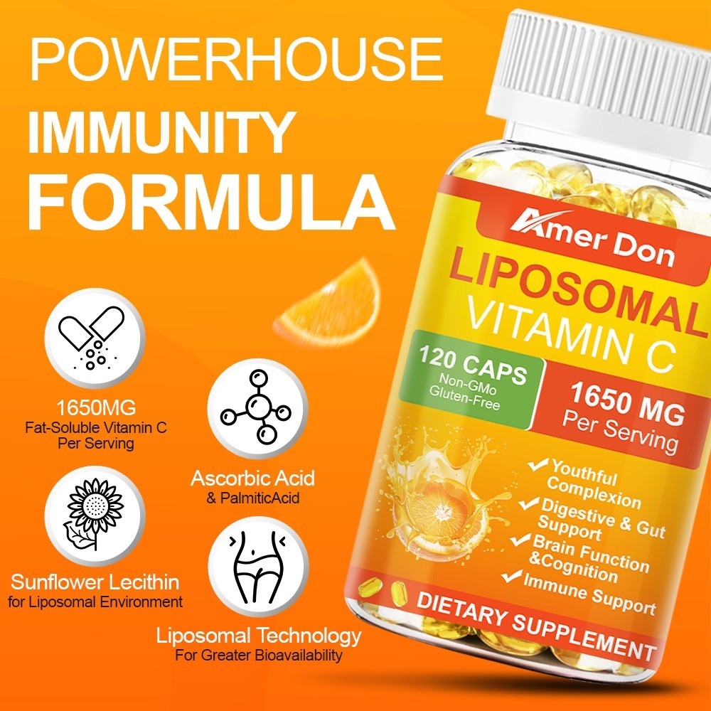 Pure Liposomal Vitamin C 1650Mg – 60/120 Capsules – High Absorption Immune Suppo