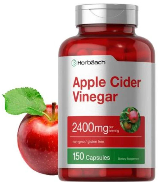 Apple Horbaach Cider Vinegar Capsules | 2400mg | 150 Count | Non-GMO,Gluten Free