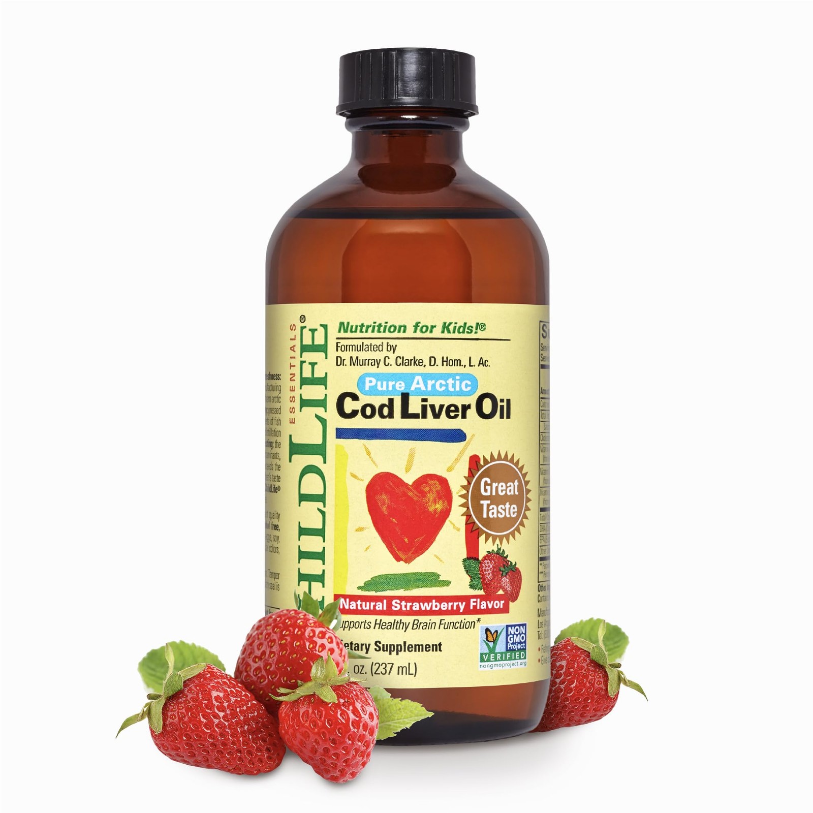 ChildLife Essentials Cod Liver Fish Oil for 8 Fl Oz (Pack of 1), Strawberry